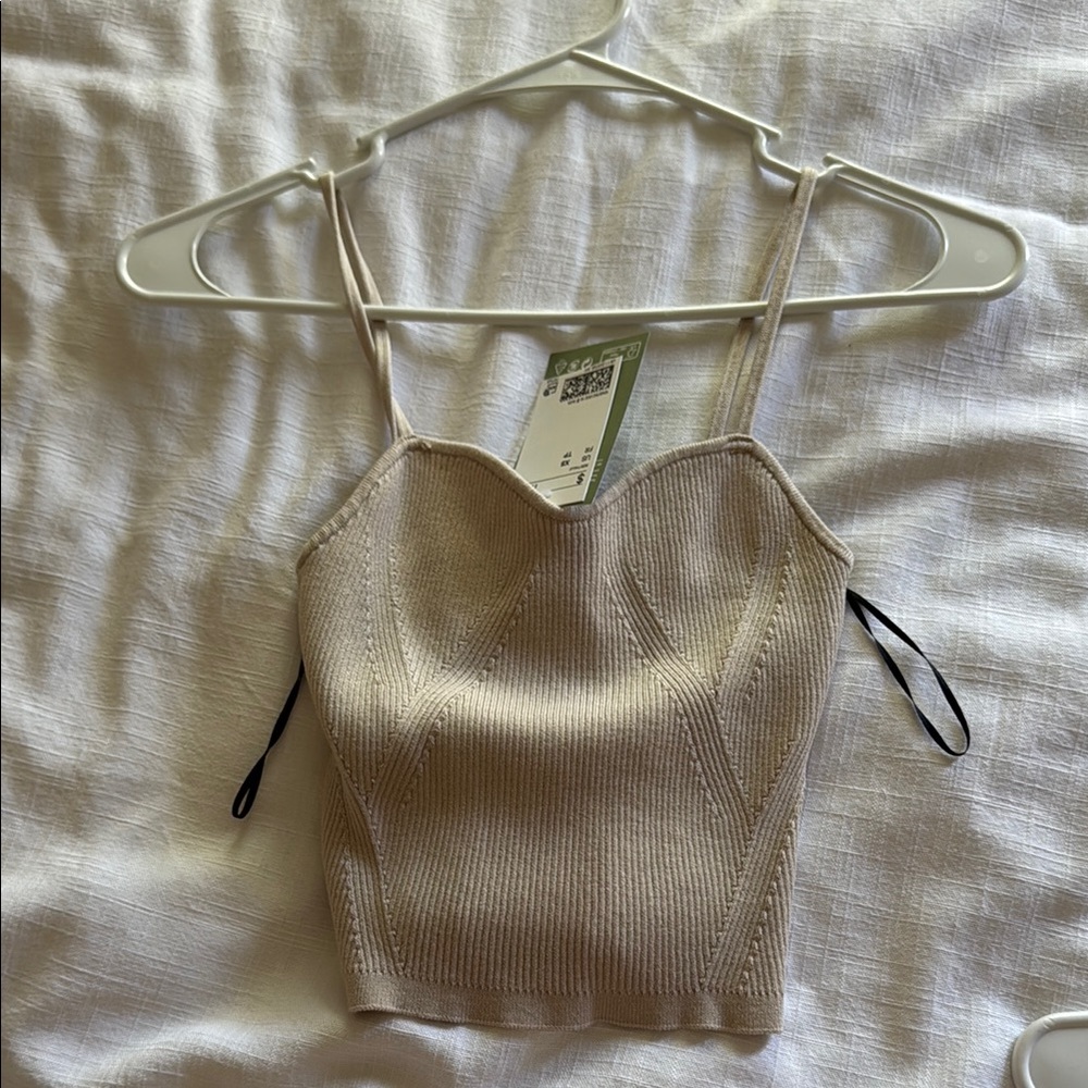 H&M Cream Sleeveless Crop Bustier Top